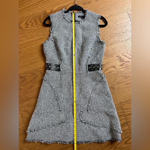 Alexander Wang Tweed Grommet Fringe Sleeveless A-Line Dress Size 6 - Picture 4 of 9